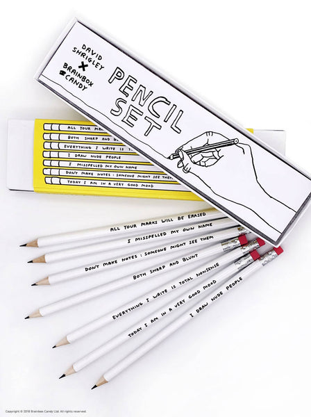 Funny David Shrigley Pencil Box (Set 1) - 7 Mixed Designs