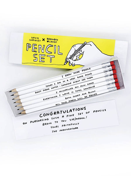 Funny David Shrigley Pencil Box (Set 1) - 7 Mixed Designs